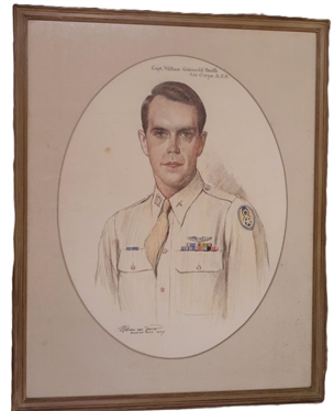 Capt. William Griswold Smith - Original Drawing by Portrait Artist William Van Dresser -Blowing Rock, NC Artist - Signed and Dated 1947 - Attractively Framed and Matted Solider Drawing - Air Corps...