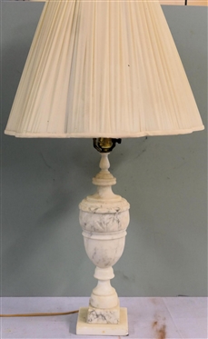 Italian Alabaster Marble Table Lamp  - Urn Style with Pedestal Base - 19 Tall to Bulb - Lamp Needs to Be Rewired 