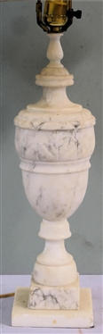 Italian Alabaster Marble Table Lamp  - Urn Style with Pedestal Base - 19 Tall to Bulb - Lamp Needs to Be Rewired 