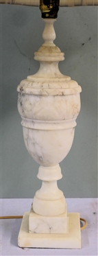 Italian Alabaster Marble Table Lamp  - Urn Style with Pedestal Base - 19 Tall to Bulb - Lamp Needs to Be Rewired 