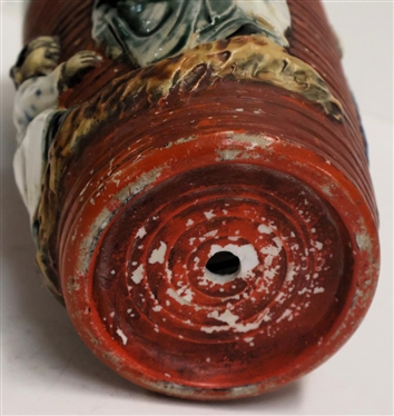 Japanese Sumida Style Ceramic / Pottery Vase Heavily Glazed with 4 Figures - Vase is 12 Tall 