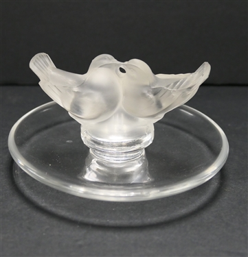 Lalique France Love Birds Dresser Ring  Dish - Measures 2 tall 3 1/2 Across
