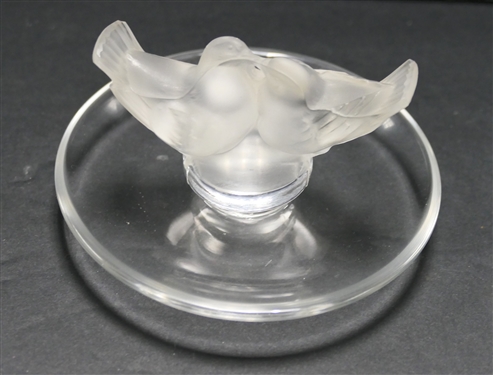Lalique France Love Birds Dresser Ring  Dish - Measures 2 tall 3 1/2 Across
