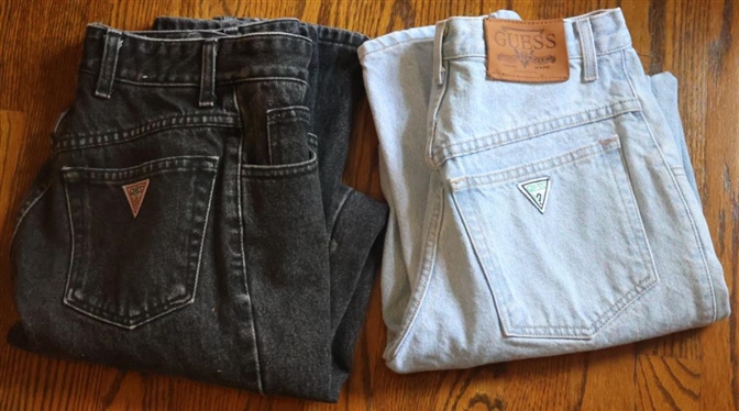 2 Pairs of Vintage Guess Jeans - Guess Jeans by Georges Marciano Design - Light Wash  Size 29x32 and Black Size 29