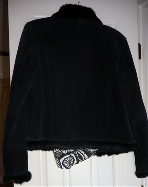 Running Wild - The Stampede Collection - Black Suede Jacket with Fur Trim - Size Medium - with Ann Taylor Loft Cotton Shirt - Size Small