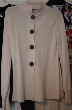 Lauren Ralph Lauren Velour Top - Size Small, Ivory For the Republic  Cashmere Cardigan - Medium, and Joseph Ribkoff Jacket Size 12