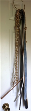 Lot of Vintage Womens Belts on Hanger - Leather, Chain, Denim 