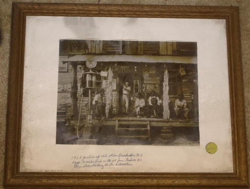 1928 Framed Photo of Gordonton Store on Gordonton Rd, NC - Near Roxboro - Photo is Framed and Matted with Note about Location - Frame is 12 1/4 By 15 1/2 