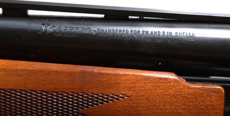 Mossberg Model 500 A 12 Gauge Shotgun - Carved Forearm and Stock - Barrel with Ventilated Rib  - Gun Transfers at RAM Arms Mt. Hermon, VA or Winstead's Auction Co. By Appointment