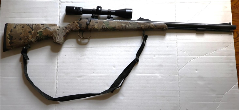 Traditions Made in Spain .50 Caliber "Lightning Bolt Action" Muzzle Load Black Powder Rifle -  Composite Stock with Camo Finish - With Swift Scope 