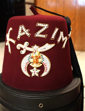 2 Shriners Fez Hats - Kazim with Case and ACCA without 