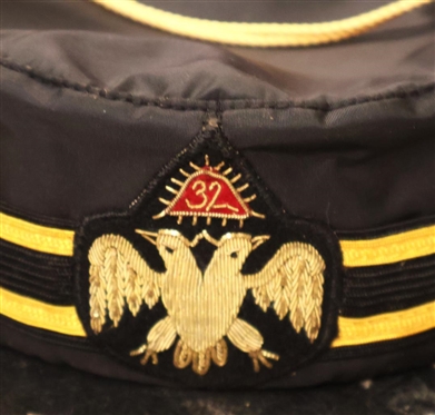 Scottish Rite 32 Degree Hat in Case, Morals and Dogma - Ancient & Accepted Rite of Freemasonry Hardcover Book and Accompanying Documents, Tags, and Ephemera