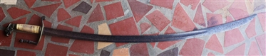 War of 1812? Federal Eagle Head Sword - Brass Guard - Bone / Ivory Grip - 31 Curved Blade 36 Total Length - D Guard Has Been Broken - See Photo