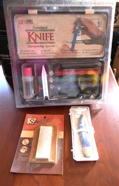 Floridia Souvenir Knife, Smith Sportsmans Stone, and Lansky Knife Sharpener Kit - All New in Packages