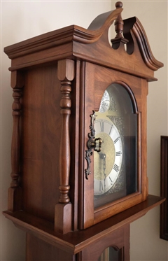 Emperor Tall Case Clock - Made in Western Germany - Pretty Dial with Scrolling and Busts at Corners - Case is 75 Tall 16 by 10