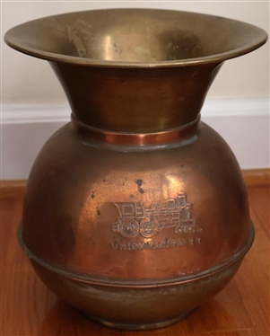 Union Pacific R.R. Brass Railroad Spittoon - 10" Tall 