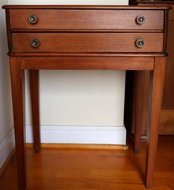 Walnut 2 Drawer Spool Cabinet / Table - Tapered Legs -Dovetailed Drawers -  26 1/2" Tall 21 1/2" by 12" 