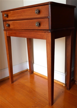 Walnut 2 Drawer Spool Cabinet / Table - Tapered Legs -Dovetailed Drawers -  26 1/2 Tall 21 1/2 by 12 