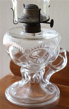Early American Press Glass Finger Oil Lamp - 7 tall to Burner