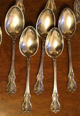 41 Pieces of Towle Old Masters Sterling Silver Flatware - 11 Spoons, 10 Dinner Forks, 11 Salad Forks, 9 Dinner Knives - 1260 Grams Not Including Handles