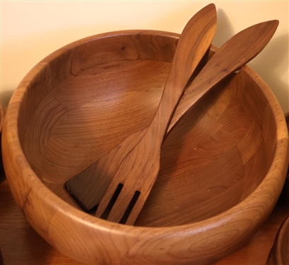 Richmond Cedar Works Salad Set - 10 - RCW Richmond Cedar Works - Danville, VA - Individual Salad Bowls - Salad Bowl is 12 Across - All  Bowls all Have Original Stickers 