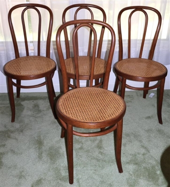 Set of 4 Bentwood Cane Bottom Chairs   - Caneing is Good on All Seat Bottoms 