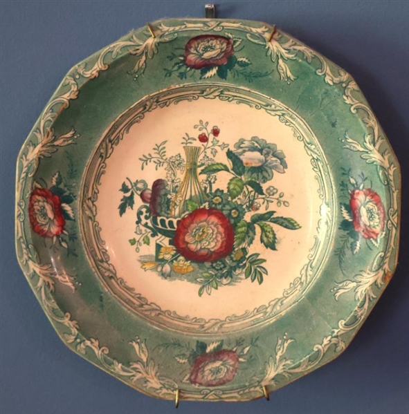 Beautiful 19th Century Ironstone Excelsior C. Wooliscroft Plate - Beautiful Floral Pattern - Plate is 8 1/2" Across - Small Chip on Edge 