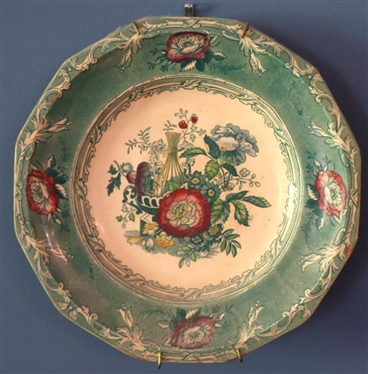 Beautiful 19th Century Ironstone Excelsior C. Wooliscroft Plate - Beautiful Floral Pattern - Plate is 8 1/2" Across - Small Chip on Edge 