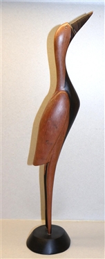 Hand Carved Wood Heron Bird - 15 1/2 Tall 