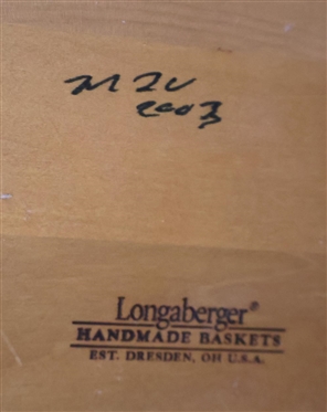 Longaberger Ice Bucket Basket - Handmade Longaberger Basket with Plastic Insulated Ice Bucket Insert - Plastic Lid and Wood Top - Longaberger Cloth Liner - Basket is 9 Tall 9 Across