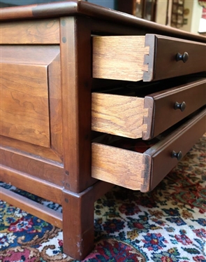 Bob Timberlake by Lexington Furniture Industries Cherry Glass Top Display Table - Square Coffee / Cocktail Table with Beveled Glass Top - Felt Lined Display Drawer Over 2 Drawers - All Dovetailed -...