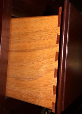 Pennsylvania House Mahogany Highboy Chest - 12 Dovetailed Drawers - Attractive Brass Pulls - Queen Anne Style Legs - Broken Arch Pediment - Chest is 82 tall 38 by 18 