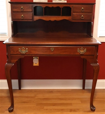 Nice Pennsylvania House Mahogany Queen Anne Style Secretary - Open Secretary Top with Divided Compartments and Drawers Solid Writing Surface Over Single Dovetailed Drawer - Desk is 43 Tall 36 By 20