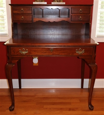 Nice Pennsylvania House Mahogany Queen Anne Style Secretary - Open Secretary Top with Divided Compartments and Drawers Solid Writing Surface Over Single Dovetailed Drawer - Desk is 43 Tall 36 By 20