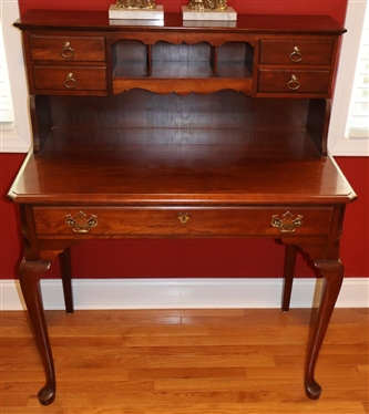 Nice Pennsylvania House Mahogany Queen Anne Style Secretary - Open Secretary Top with Divided Compartments and Drawers Solid Writing Surface Over Single Dovetailed Drawer - Desk is 43 Tall 36 By 20
