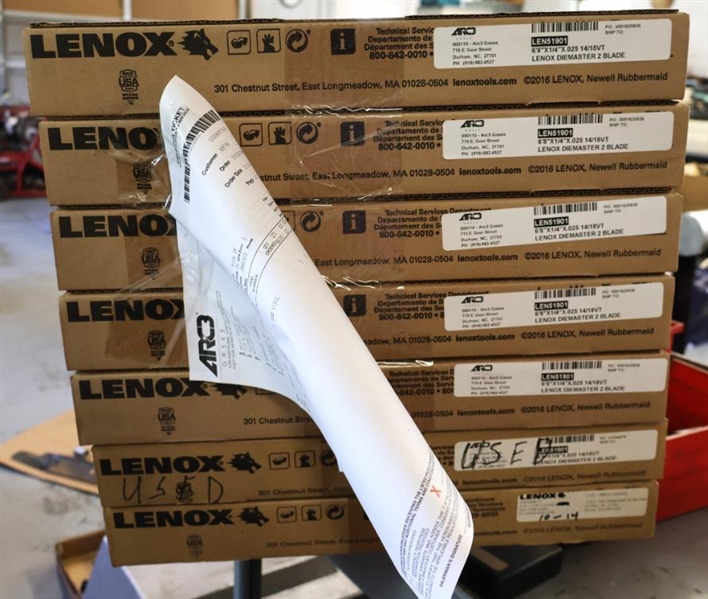 6 NEW Lenox 68" by 1 /4" Band Saw Blades - Lenox Die Master 2 Blade 14/18VT - 10/10/24 Purchase Date - Plus 1 Used Blade