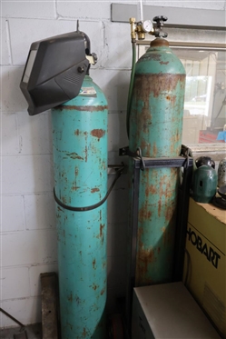 Hobart TIGWAVE 250 AC/DC Welder with Tweco TC900 - Model TC-900G - Horizontal Water Cooler - With Gauges, 2 Tanks - On Custom Rolling Cart