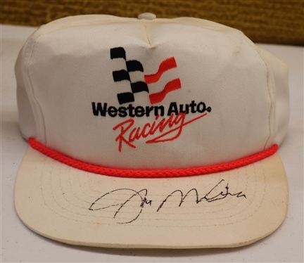 Western Auto Racing Hat Autographed by San Francisco 49rs Player Joe Montana - Original Authentic Autographed Hat 