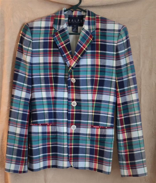 Ralph by Ralph Lauren Womens Madras Plaid Blazer - Size 8 