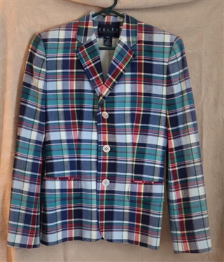 Ralph by Ralph Lauren Womens Madras Plaid Blazer - Size 8 
