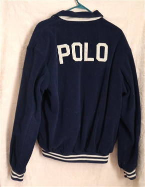 Vintage POLO Ralph Lauren Varsity Style Jacket - Fleece with PRL 67 on Front Back With POLO Applique - Size Medium 