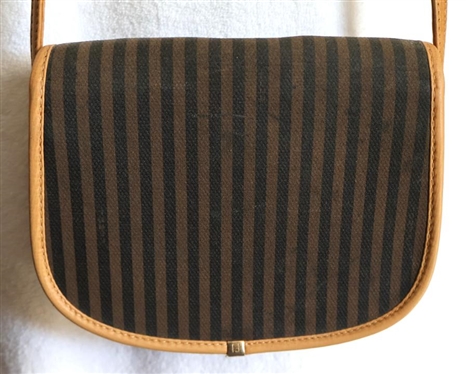 Vintage Fendi  Mini Cloth Purse with Leather Trim  - Fendi Roma - Made in Italy - 6" Tall 7" Wide 