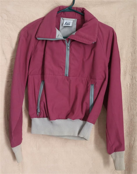 Nils - Made in USA - Vintage Windbreaker Pullover Quarter Zip - Mauve and Gray with Zip Pockets Vintage Size 10