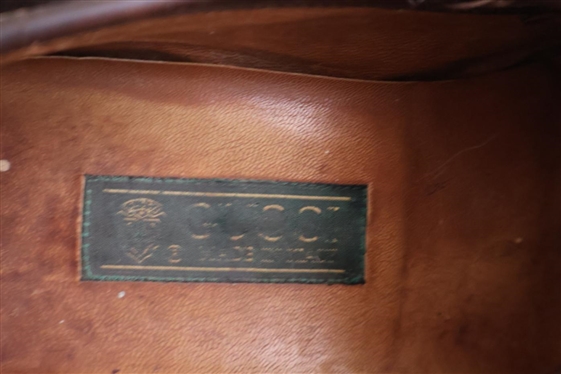 Vintage Brown Leather Gucci Horsebit Loafers - Size 39 D - Worn Condition 