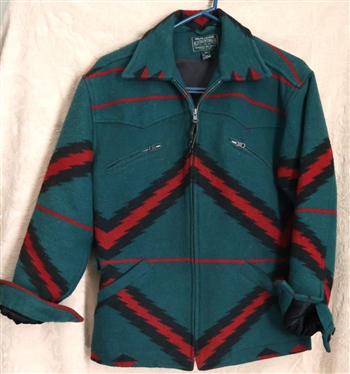 Ralph Lauren Country - Made in USA - Aztec Pattern Green and Red Jacket - Size Medium 