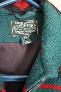 Ralph Lauren Country - Made in USA - Aztec Pattern Green and Red Jacket - Size Medium 
