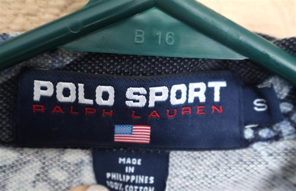 Polo Sport by Ralph Lauren Navy Blue Polo / Rugby Shirt with Fish Design - Size Small 