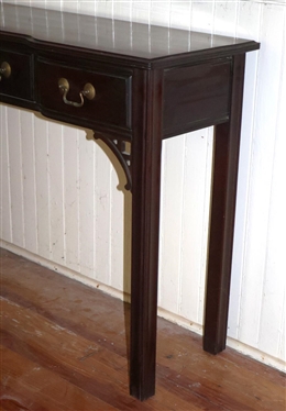 Beautiful Chippendale Style Mahogany Console Table by Davis Furniture - Nashville, Tennessee - 3 Dovetailed Drawers with Brass Hardware - 30 Tall 54 by 14 