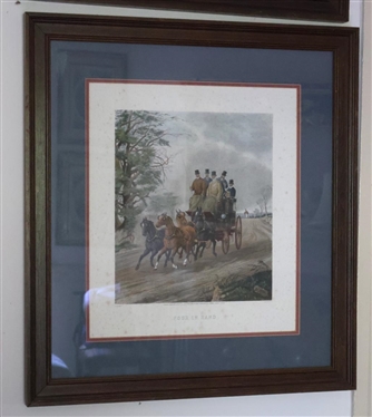 Four In Hand Framed Equestrian Etching - London Published Aug 1st 1878 By G.P. McQueen - Attractively Framed and Matted - Frame is 27 By 24 1/2 - Some Overall Foxing