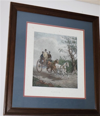 Tandem Framed Equestrian Etching - London Published Aug 1st 1878 By G.P. McQueen - Attractively Framed and Matted - Frame is 27 By 24 1/2 - Some Overall Foxing